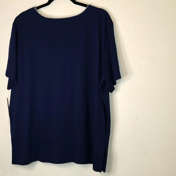 Alfred Dunner Woman Island Hopping Embroidered Design Pullover, Top Size 2X Navy - Picture 10 of 11